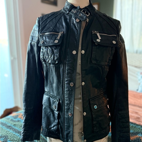 Michael Kors Black Leather Jacket - Picture 3 of 15